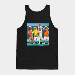 Dogs playing pickleball oil painting Tank Top